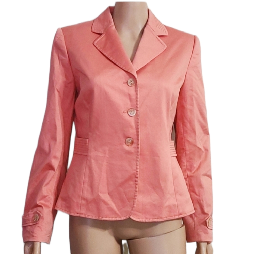 Tahari Women Blazer Coral Orange Sz 6